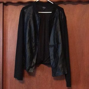 All Black Half Cotton/ Half Pleather Open Jacket